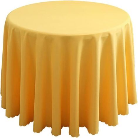 Nappe en polyester, linge de table, table basse, table de cuisine, nappe ronde, style simple, jaune, diamètre 260 cm (1/5)