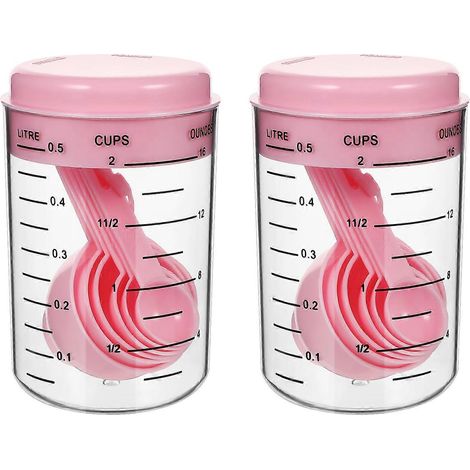 Sets Messbecher und -löffel aus Kunststoff, Backmessbecher, Milchpulverlöffel, Küchenhelfer-13.5X8CM-Pink (1/4)