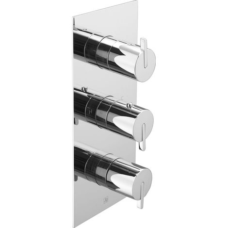 JTP Kio Thermostatic Concealed 2 Outlet Shower Valve Triple Handle - Chrome (1/2)