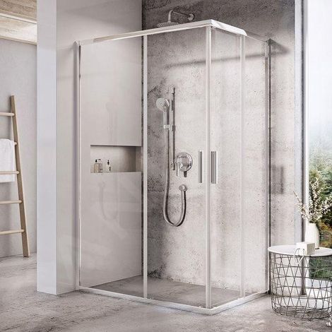 Ravak Blix Slim - Porte de douche, 100x195 cm, aluminium brillant/verre clair X1XMA0C00Z1 (1/2)