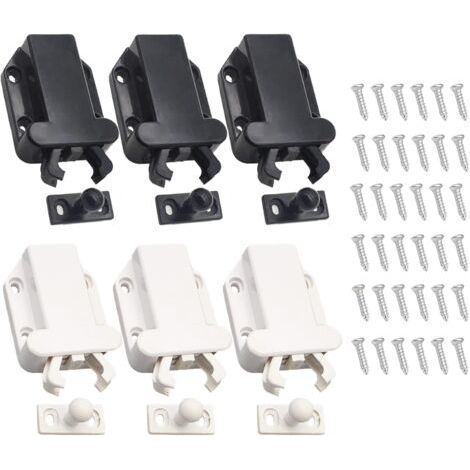 Lot de 6 loquets de porte ouverts, loquets de porte non magnétiques, loquets de porte d'armoire, verrous à ressort (1/5)