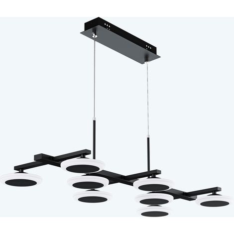 doporro Lampadario a Sospensione 32W, 72 cm, Metallo Base, Lunghezza Filo 150 cm, Altezza regolabile, Lampada da Soffitto a Sospensione per Camera da Letto e Soggiorno, Nero Opaco, Alivetta