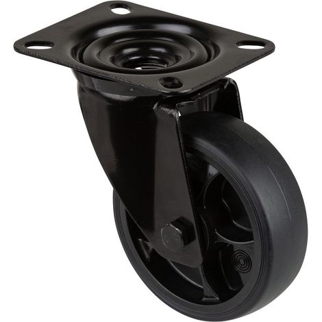 Lenkrolle D.100mm Trgf.110kg Gummi Platte L104xB80mm BS ROLLEN (1/2)
