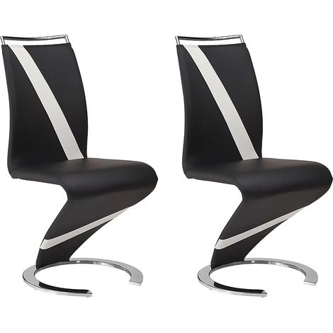 Lot de 2 chaises TWIZY - Simili noir & blanc (1/4)