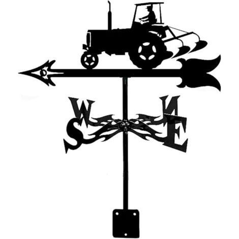 Girouette du Vent Silhouette De Tracteur Acier Inoxydable Durable Orientation du Vent Indicateur Outils De Mesure pour Toit Fermier Décoration De Jardin Noir (1/4)