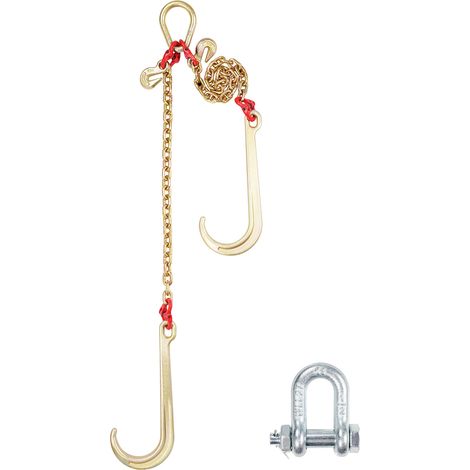Mophorn G80 V Abschleppkette, 5/16" x 2' mit 15" J-Haken und Greifhaken, Hochleistungs-Zugkette mit 10800 lbs für LKW-Anhänger
