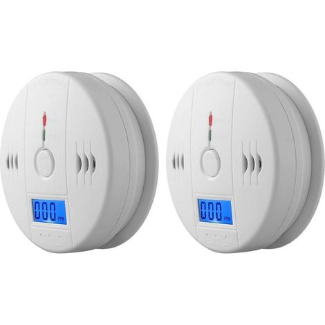 Lot de 2 détecteurs de fumée et de monoxyde de carbone avec écran LCD, 100 % neufs (1/5)