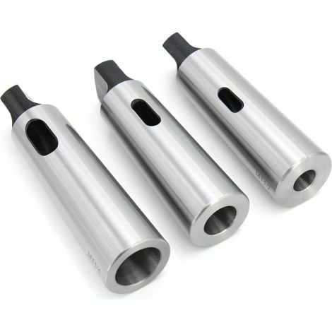 Set of 3 Morse taper drill bushing reduction adapters for milling lathes (MT1 to MT2, MT3 to MT2, MT3 to MT4)