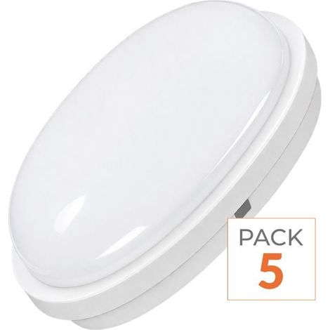 Applique LED Murale 20W Blanche Hublot Ronde IP65 (Pack de 5) -