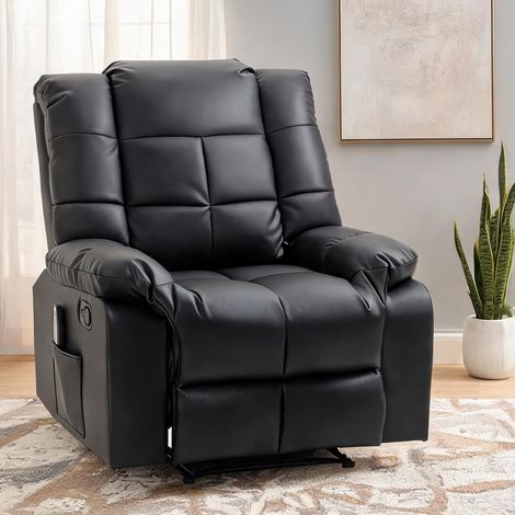 Fauteuil de massage noir en simili cuir 94 x 99 x 99 cm (1/5)