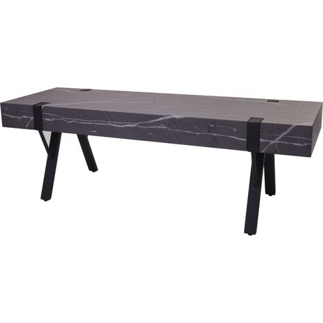 Rack TV HWC-L54 - Table TV Lowboard Table TV - métal 42x120x40cm - aspect marbre gris (1/5)