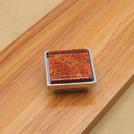 Poignées de porte carrées en cristal pour tiroirs, armoires et penderies (rouge café, L) (1/3)