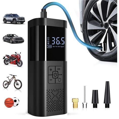 Compresseur d'air portable pour pneus, 150 PSI, avec télécommande et manomètre, pour gonfler les pneus de vélo, de voiture ou de moto.-AquaForge (1/5)