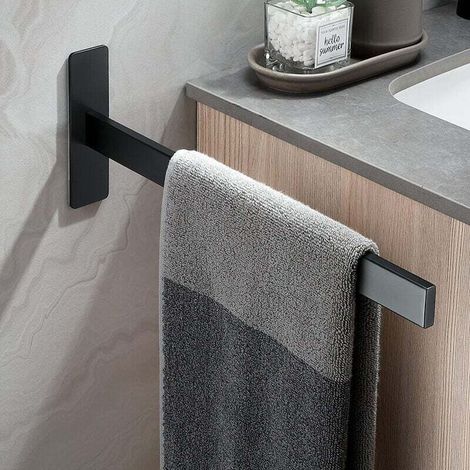 Black towel rack without drilling, wall-mounted towel rack type 304, stainless steel towel rack, kitchen towel rack, bathroom towel rack (1/4)