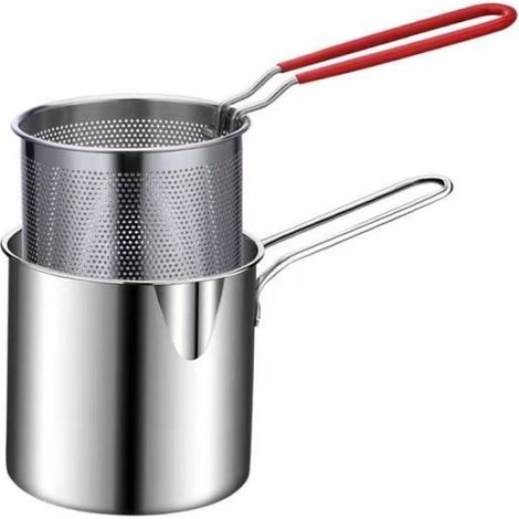 Friteuse avec crépine, chauffage par induction et gaz, petite friteuse domestique (1/4)