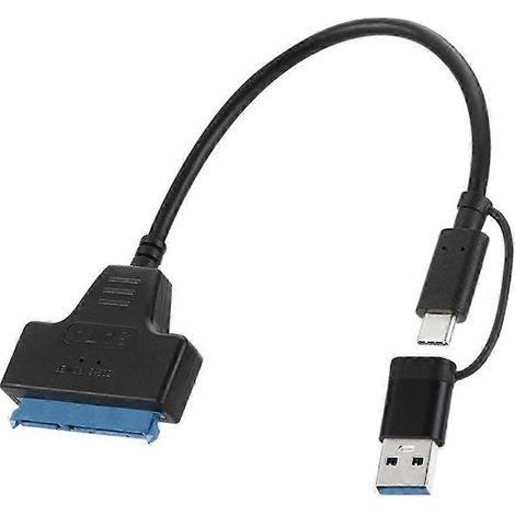 Câble adaptateur TypeC + USB 3.0 vers SATA pour disque dur portable 2,5/3,5 pouces (1/4)