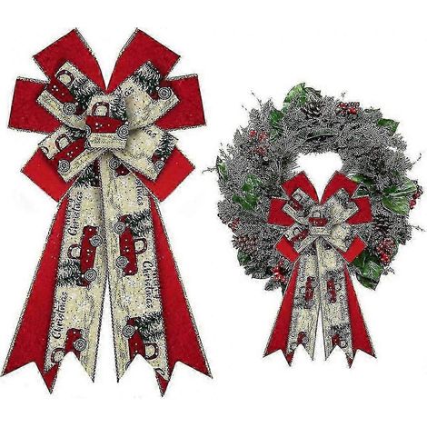 Grands nœuds de Noël pour couronnes, nœuds pour couronnes de Noël, camion pour sapin de Noël (1/5)