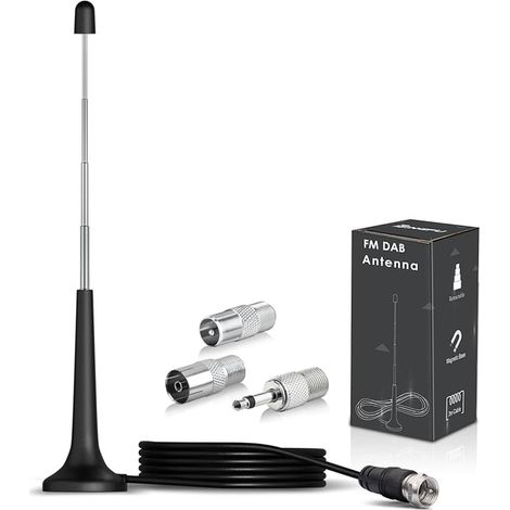 FM Radio Antenna Dab Indoor Telescopic 75 Ohm Magnetic Base (1/2)