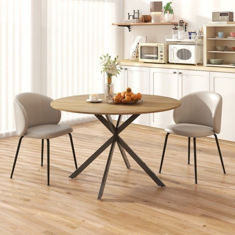 Table basse ronde effet marbre gris, plateau MDF, design moderne, surface résistante à l'eau, patins antidérapants (1/5)