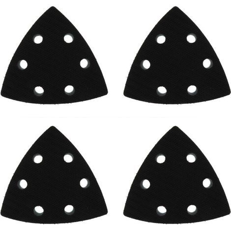 Lot de 4 tampons de polissage pour ponceuse triangulaire 90 x 90 mm, tampons de polissage en éponge souple triangulaire à 6 trous, adaptés à toutes les ponceuses triangulaires standard (1/4)