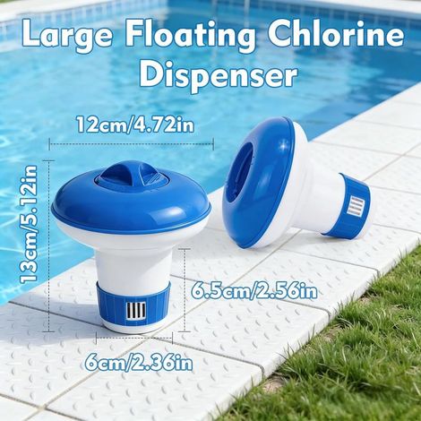 KGC Chlor-Pool-Spender, 12,5 cm schwimmender Chlor-Spender für 20 g Mini-Tabletten, geeignet für Pools, Bromanlagen, Whirlpools und Springbrunnen (1/3)