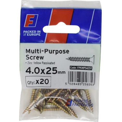 Forgefix Multi-Purpose Pozi Screws 4.0x25mm - Pack of 20
