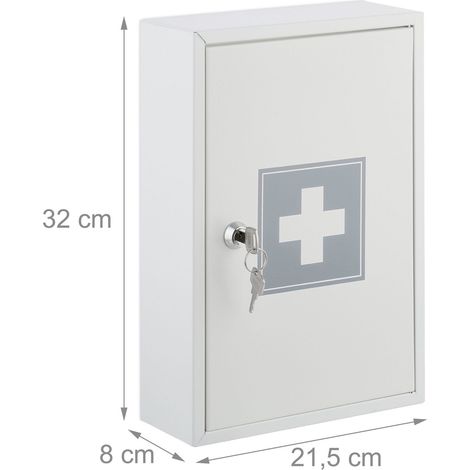 Armoire à pharmacie murale verrouillable rangement organisé 2 niveaux stockage sécurisé en métal blanc (1/5)
