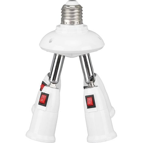 E27-Doppelsteckdose mit zwei Schaltern, 360° drehbarer und klappbarer Lampenfassung, Adapter für LED- und Halogenlampen, ideal für Wohnzimmer und Büro (1/5)
