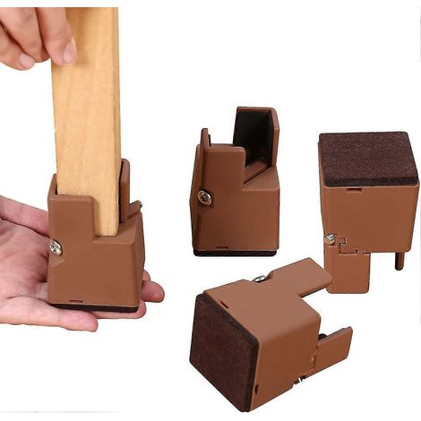 Rehausseur de siège réglable avec clips à vis, rehausseur de canapé-lit robuste de 5 cm de haut (marron, ensemble de 4 pièces njkh) (1/5)