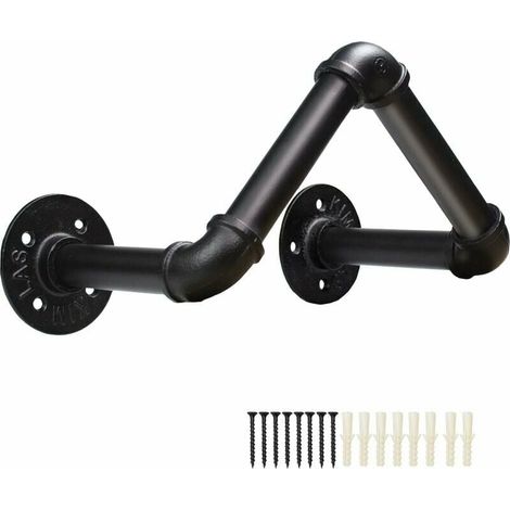 Support mural pour tuyau d'arrosage, Fonte Fer Support De Tuyau d'eau en Métal sur Pied avec vis et vis d'expansion, support pour tuyaux de jardin Pour usage intérieur et extérieur (noire, 1) (1/5)