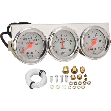 Jeffergarden Kit universel de jauge Triple 52mm, 3 en 1, pression d'huile, température de l'eau, pour la plupart des véhicules 12V-DOU