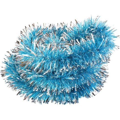 Catena per albero di Natale a taglio spesso/sottile, argento e blu, 3 m (1/2)