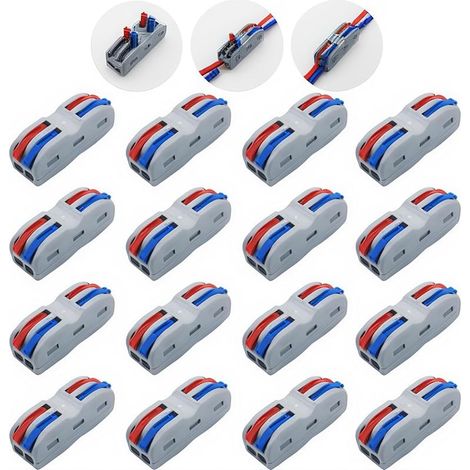 Bornes de Connexion, 16 Pcs SPL-2 Connecteur Electrique Rapide, Conducteur Compact Fils Connecteurs, avec levier de commande (1/4)