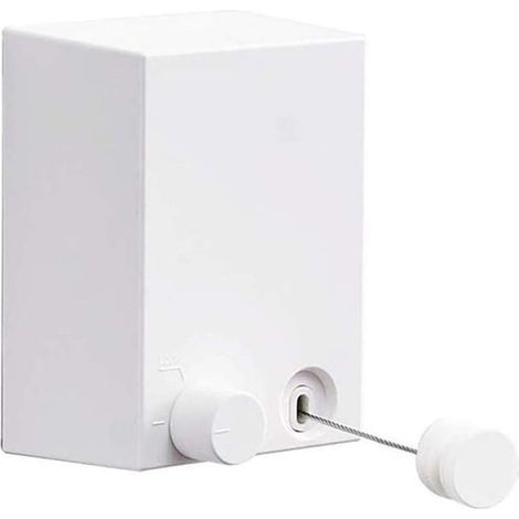Support de séchage de blanchisserie fixé au Mur de Corde à Linge rétractable extérieure d'intérieur avec la Corde réglable de Corde en Acier de 4.2M / 13.8ft (Blanc) (1/5)