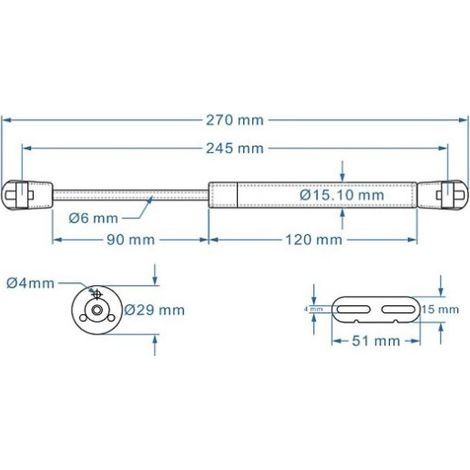 4 Stück Gasdämpfer, Gasdämpfer, Gasdämpfer, Scharniere mit Soft-Close-Funktion, Scharniere für Spielzeugkisten, Hebestützen, Deckelstützen [4er-Pack] (100 N / 22,5 lb / (1/4)