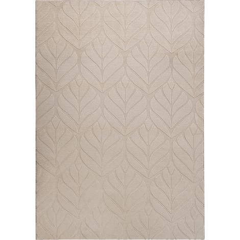 Alfombra de pelo sintético de conejo peluda con motivo de hojas 160 x 230 cm beige Mitchell (1/5)