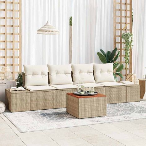 Set Divano da Giardino 5 pz Beige polyrattan vidaXL (1/5)