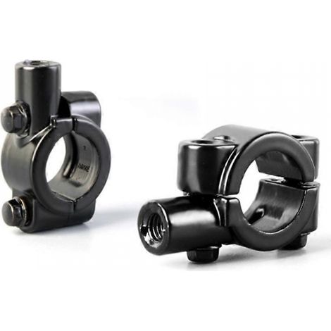 supports de rétroviseur pour guidon de moto, support universel 7/8" avec bride de fixation de 10 mm en aluminium noir. (1/2)
