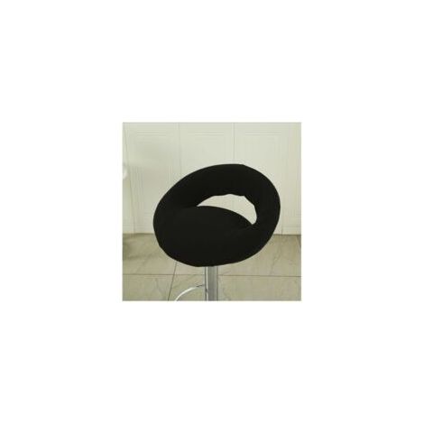 QORVA-Housse Assise Rond Extensible pour Chaise de Bar avec Dossier Creux, Housse Lavable pour Chaise de Bar, Protège-Tabouret Pivotant de Cuisine(Black,2PCS)