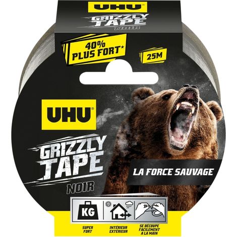 UHU Ruban adhésif GRIZZLY TAPE x 25 m Noir (1/4)