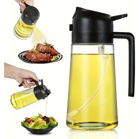Bouteille de pulvérisation d'huile en verre 2 en 1, distributeur d'huile en spray, bocal à huile, barbecue, cuisine (1/5)