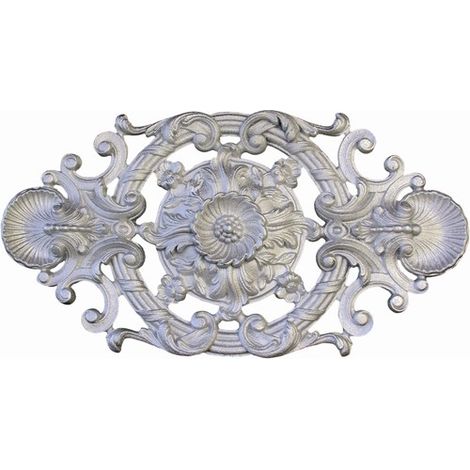 Palmette avec détail floral en fonte zinguée - Hauteur 215mm Longueur 410mm - À visser avec taraudage M6 (5mm) - DECO FER FORGE (1/4)
