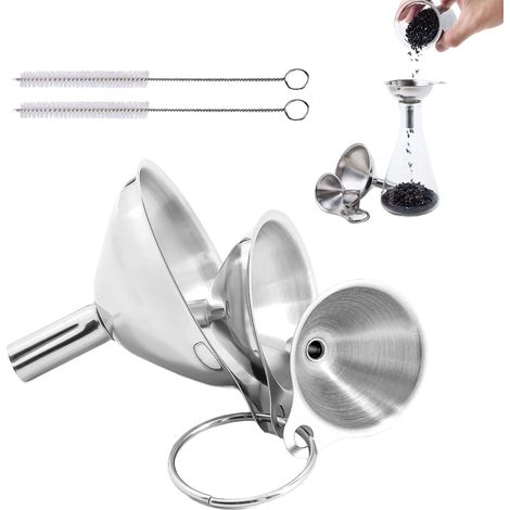 Entonnoir En Acier Inoxydable - Set De 5 Entonnoirs Filtre - Pour Transfert Liquides Cuisine - 5 Pièces (1/5)