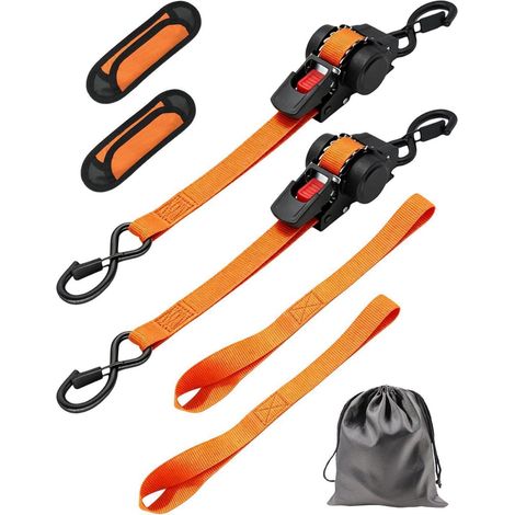 Sangles de serrage automatiques lot de 2 2,5cmx3m 800kg charge de rupture avec sac de transport