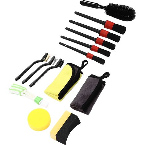 Kit de nettoyage automobile complet de 14 pièces avec brosses pour l'intérieur et l'extérieur. (1/5)