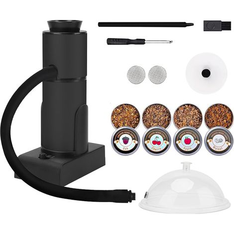 Pistolet à Fumée Fumoir, Fumoir de Cuisine avec Couvercle en Forme de Dôme et 4 Copeaux de Bois, Food Smoking Gun à Viande pour Barbecue, Boissons, Fromages, Cocktails, Steak Sous Vide (1/5)