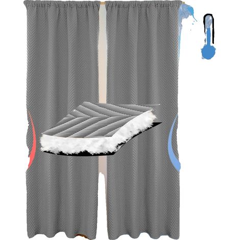 Cortinas con diseño de espiga acolchada, con aislamiento térmico y acústico, color gris, 259 cm de alto. (1/2)