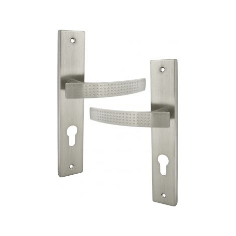 Ouvre&Déco – Poignées de porte LILOU – Lot de 2 – Zamak nickel mat – Entraxe 195 mm – Pour portes d'entrée et bureaux