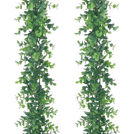Künstliche Eukalyptusgirlande, künstliche Hängepflanzen, Eukalyptusblätter, grüne Girlande für die Dekoration von Hochzeitsbögen und -wänden. (1/4)