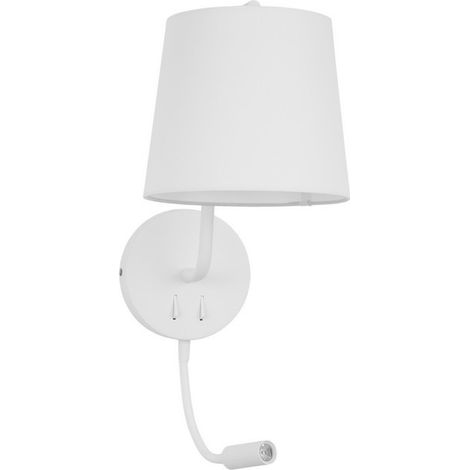 Merano Cavendish Liseuse Blanc Aluminium Tissu Blanc Abat-jour LED E27 LED 1x3W 190Lm 220 Volt